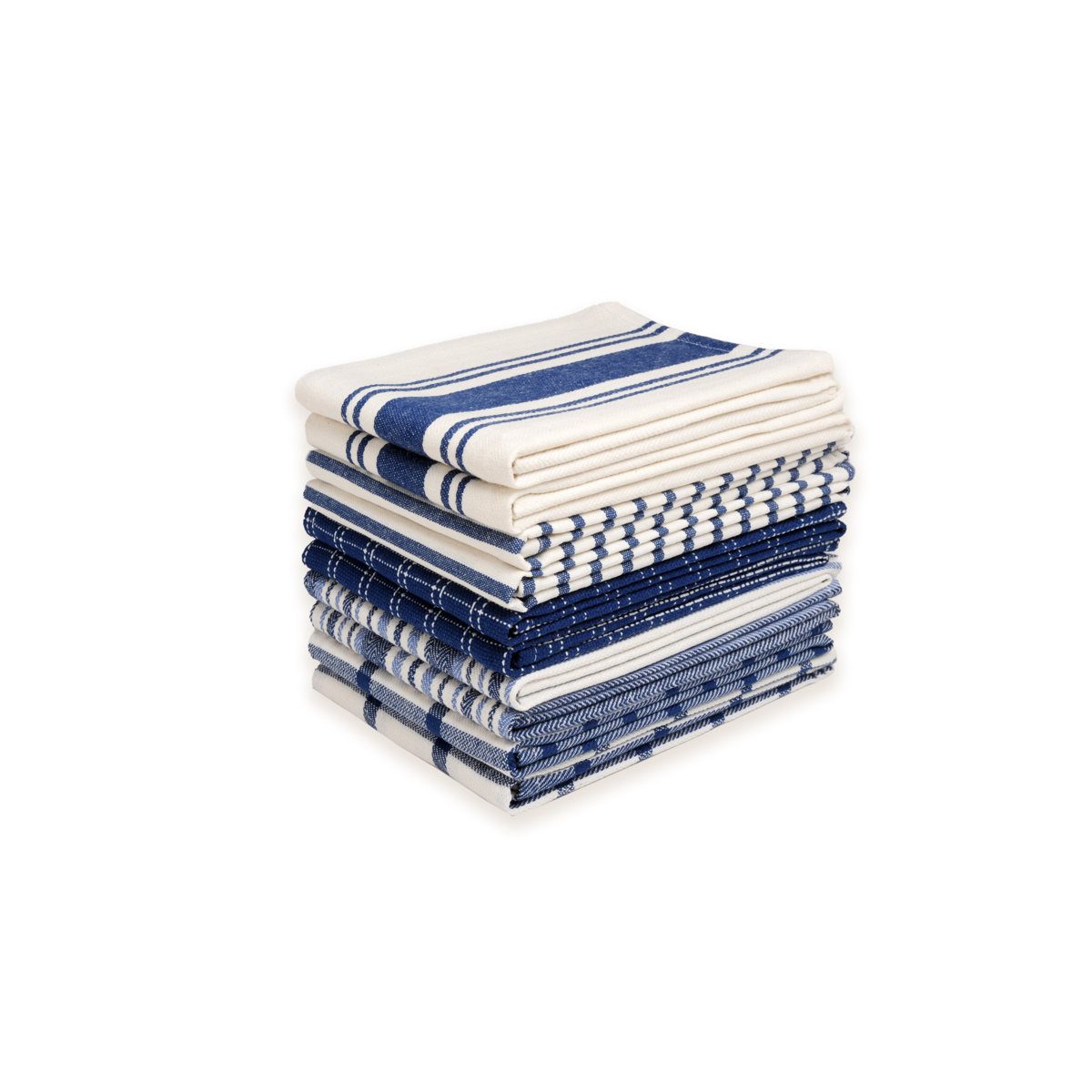 Dan River 10 Pack Cotton Flat Assorted Kitchen Towels (Set of 10)